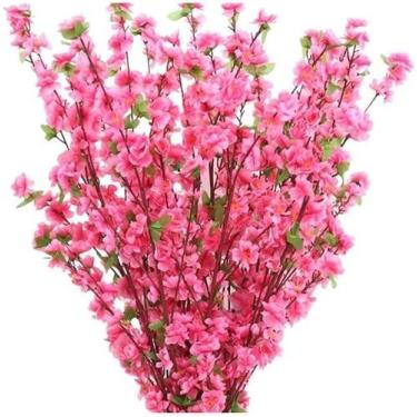 Imagem de 10 Ramos Galhos Flores Artificiais Cerejeiras pessegueiro Rosa - La Ca