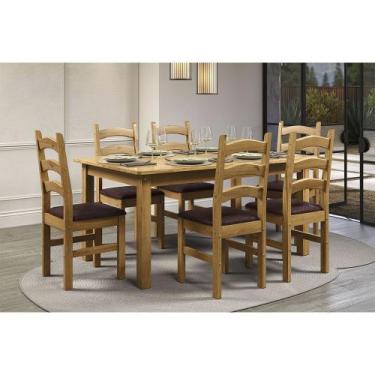 Imagem de Conjunto itália estofada 1,60 c/ 6 cadeiras - Woody Móveis, VERNIZ NOG