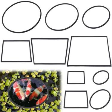 Imagem de Deozu Conjunto de 10 anéis de alimentação de peixes, curral quadrado redondo flutuante para plantas de aquário, anéis alimentadores de peixes, acessórios de anel flutuante para aquário, aquário, betta