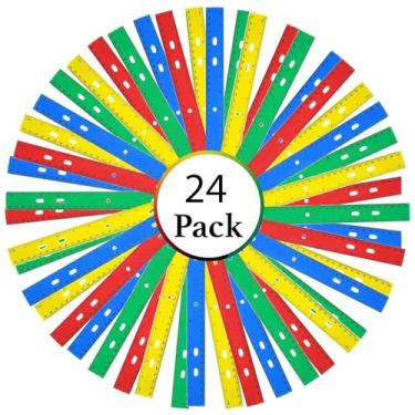 Imagem de Pacotes de réguas de plástico para trilhas de 12 polegadas em atacado em massa, conjunto em 4 cores sortidas para salas de aula, professores e pais, B07MM2WJKJ, 24 Pack