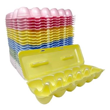 Imagem de Embalagem com 25 caixas de ovos de espuma, cores sortidas, feitas nos EUA, reutilizáveis com 12 ovos de galinha