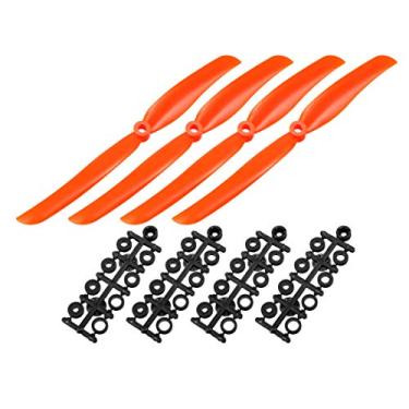 Imagem de uxcell Hélices RC CW 8060 20 x 15 cm 2 palhetas de asa fixa para avião, nylon laranja, 4 peças com anéis adaptadores