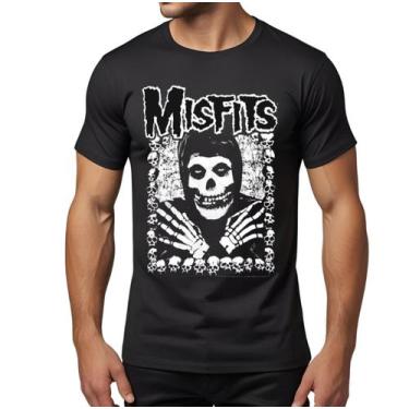 Imagem de Camisa Misfits Camisa Estampada Banda Rock Unissex Básica - Glev.Conce