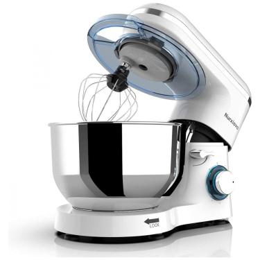 Imagem de Batedeira Com Tigela Aço Inoxidável 6L 6 Velocidades 660W, 110v, NURXIOVO Whisk Beater730, Branco