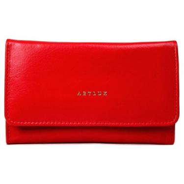 Imagem de Carteira Feminina de Couro com Botão 206 - Artlux, Vermelho escuro