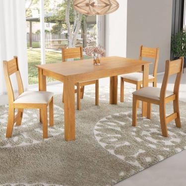Imagem de Mesa de Jantar 4 Lugares Nadia Marrom/Nude - Pnr Móveis