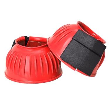 Imagem de HILASON Botas de sino de borracha Western Horse com nervuras de PVC com gancho duplo e laço para treinamento, proteção e absorção de choque