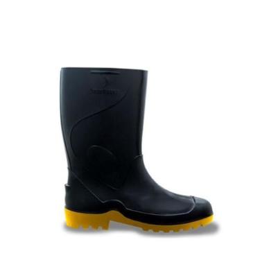 Imagem de Bota PVC Impermeável Cano Médio 28cm Preta/Amarela Nº39 - INNPRO