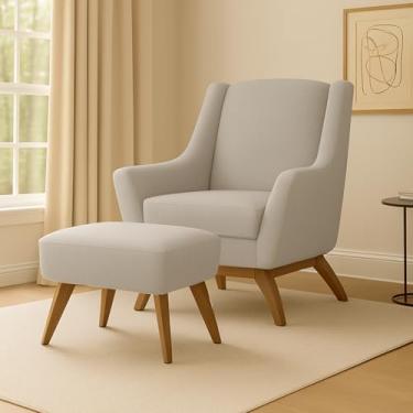 Imagem de Poltrona Dekorien Juliet Premium Linho com Puff (Linho Cru)