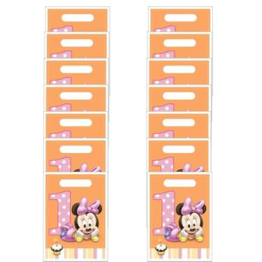 Imagem de Amscan - Conjunto de 16 peças com 16 peças licenciadas para o tema do primeiro aniversário da Minnie, multicolorido - Licenciado oficialmente