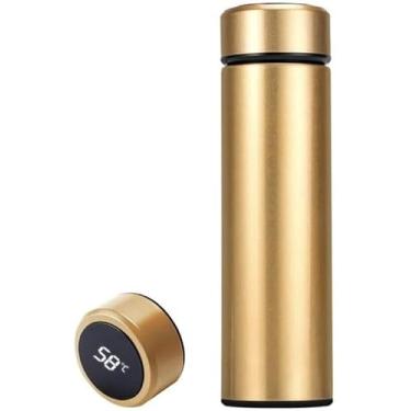 Imagem de Garrafa Térmica Inteligente 500ml com Sensor Touch e LED – Mostra Temperatura em Tempo Real | Inox, Sem BPA, Ideal para Café, Chá ou Água | Design Moderno – Cor Dourada