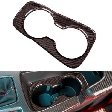 Imagem de JSWAN Capa de suporte de copo frontal de fibra de carbono para 11ª geração Civic Type r FL5 Typer console central copo de água capa de moldura capa de painel de pia acessórios interiores (vermelho