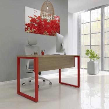Imagem de Escrivaninha para Escritório 73,5cm X 150cm Noce Naturalle/Vermelho
