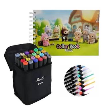 Imagem de Labubu Kit Escolar Com Livro E 24 Canetinhas Coloridas - Touch