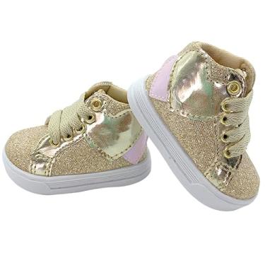 Imagem de Tênis Sapatinho Para Bebês Infantil Cano Alto Love Dourado (Dourado, BR, Bebê, Numérico, 18)