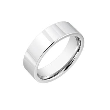 Imagem de Anel Prata 8mm Reta Luxo Casal Namoro Compromisso Namorados Tungstênio