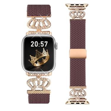 Imagem de Chinber Pulseira trançada compatível com Apple Watch 40 mm, 38 mm, 41 mm, 42 mm, 44 mm, 45 mm, 46 mm e 49 mm, pulseira elástica de nylon macio com pulseira de designer para séries 10/9/8/7/6/5/4/3/2