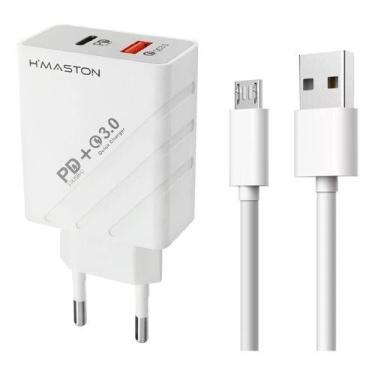 Imagem de Carregador Turbo 48w 9 1a Com Cabo V8 Para Android Cor Branco - Meta e