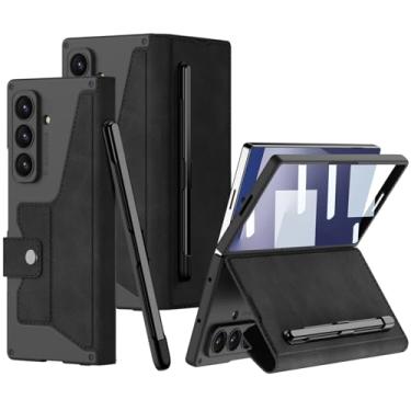 Imagem de DEMCERT Capa para Samsung Galaxy Z Fold 7 com [compartimento para caneta Stylus e S-Pente], proteção total de couro [compartimento removível para caneta e caneta S], capa de couro rígido antiarranhões