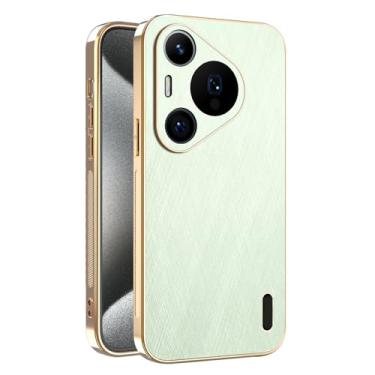 Imagem de HAOMRIYL Capa de couro para Huawei Pura 80 Ultra/80 Pro+/80 pro/80, capa galvanizada anti-impressão digital com proteção de câmera, capa ultrafina, verde, 80
