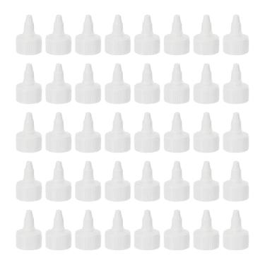 Imagem de PATIKIL Tampas de garrafa torcidas 28/410, 40 peças de tampas de substituição de garrafas de plástico com borda nervurada com junta de espuma para tampas de tinta, distribuição de cola, branco