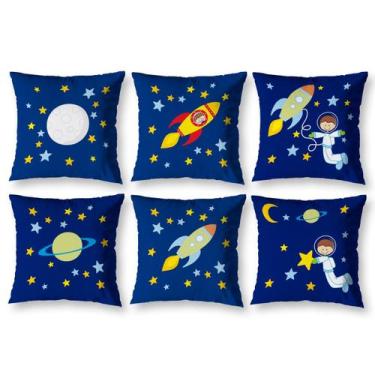 Imagem de Kit 6 Almofadas Cheias Estampadas Infantil 40cm x 40cm Zíper invisível
