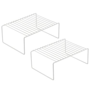 Imagem de PATIKIL Prateleira organizadora de armário, 2 peças de prateleiras de armazenamento de metal de 10 cm para bancada de cozinha, banheiro, branco