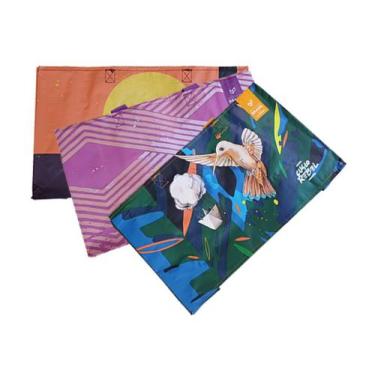 Imagem de 3 Mini Sacolas de Ráfia 33x20x11 cm Estampas Sortidas B4U