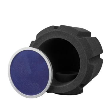 Imagem de KROYWACHS Filtro Pop de microfone com proteção contra vento, bola de isolamento de som de espuma preta, tela de redução de ruído de estúdio de gravação acústica profissional