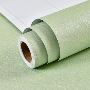 Imagem de 40 * 950 cm Papel de parede autoadesivo PVC padrão de seda 3D espesso 0,25 mm impermeável adesivo de parede quarto sala de estar papel de parede decorativo verde 40 * 950 cm