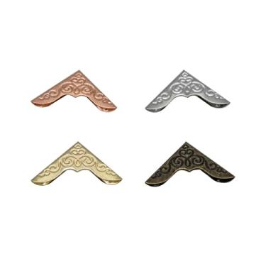 Imagem de WEAXIO 120 peças de protetores de canto de livro de metal para scrapbook, álbum de fotos, diário - ouro, prata, ouro rosa, bronze antigo