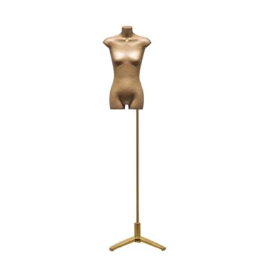 Imagem de Manequins de varejo Torso com base triangular, manequim de torso de papel kraft, adequado para camisetas e saias(Gold)