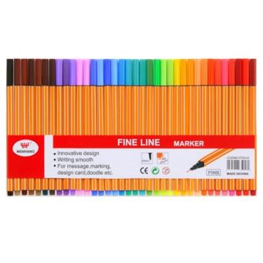 Imagem de Kit Com 36 Canetas Ponta Fina Canetinhas Coloridas Fine Line Volta as Aulas Escolar Colorir Desenhar