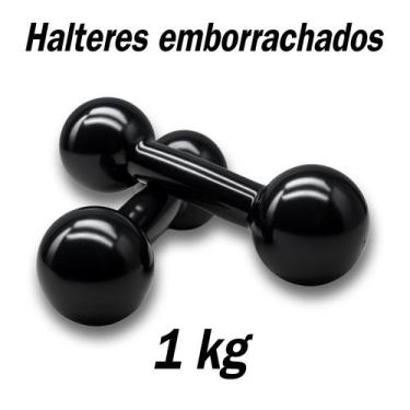 Imagem de Halteres 1kg Emborrachado - P/ Fortalecimento Musculação treino Em Cas