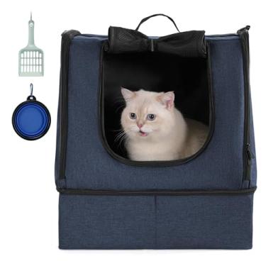 Imagem de apollo walker Caixa de areia portátil para viagem para gatos com bolsa impermeável com zíper, sem colapso com base rígida na parte inferior, sem vazamento, sem cheiro, fácil de transportar, fácil de
