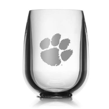 Imagem de Westrick Copos de vinho sem haste Clemson Tigers Copos inquebráveis com base pesada e borda semelhante a vidro – Taças de vinho inquebráveis – Pacote com 1
