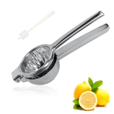 Imagem de Espremedor de limão, espremedor manual de aço inoxidável cítrico, espremedor de limão de metal resistente, resistente à ferrugem e durável, com escova de limpeza