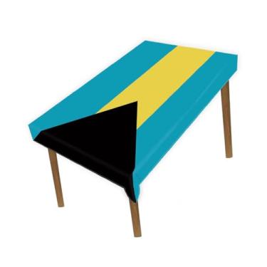 Imagem de Petite Pine Toalha de mesa grande de 1,5 × 2 metros, bandeira das Bahamas de 1,5 x 2 m, para decoração de casa e jantar