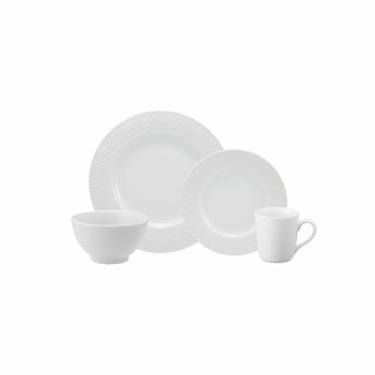 Imagem de Serviço de 16 peças com Bowl e Caneca em Porcelana, Modelo Ártico, Redondo com Relevo, Porcelana Schmidt