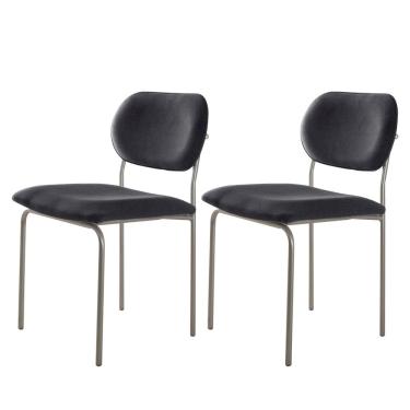 Imagem de Conjunto com 2 Cadeiras em Metal Bless Preto / Prata