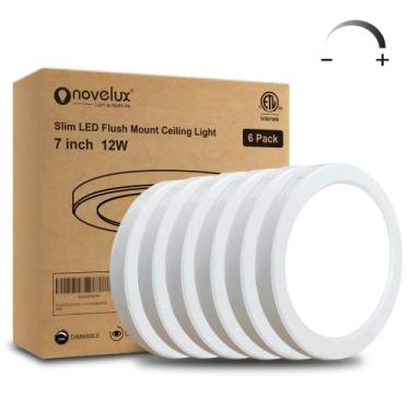 Imagem de NOVELUX Luminária de teto LED pequena de 17 cm regulável, luz do dia 5000 k luminária de teto ultrafina redonda de painel plano, lâmpada de teto moderna para armário, cozinha, banheiro, corredor