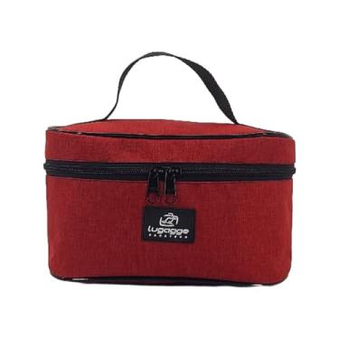 Imagem de Bolsa frasqueira necessarie viagem organizador maquiagem objetos pessoais (Vermelho Mescla)