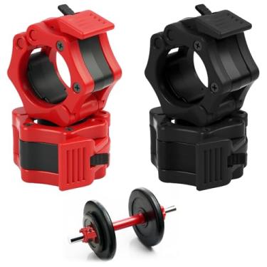 Imagem de Pacote com 4 braçadeiras de barra, clipes de peso de liberação rápida de 5 cm para halteres olímpicos, clipes de barra de bloqueio resistentes para musculação, treino, ginástica, atletas entusiastas