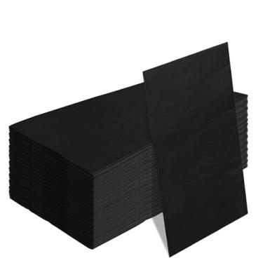 Imagem de SietDESEO 50 guardanapos pretos de 3 camadas descartáveis 33 x 15,7 polegadas guardanapos de banheiro de hóspedes toalhas de mão descartáveis para banheiro, casamento, festa de aniversário, papel