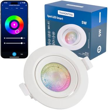 Imagem de Spot Smart​ LED Redondo de Embutir 5W Inteligente (Compatível com Alexa) Wi-Fi + Bluetooth​ 16 Milhões de Cores - Tramontina
