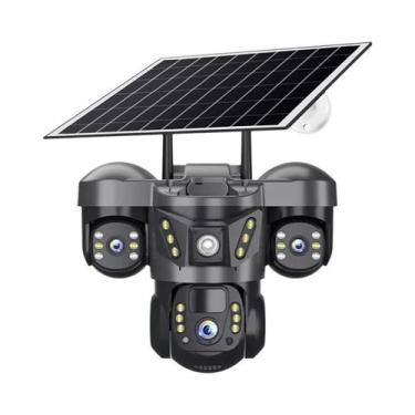 Imagem de Câmera PTZ Solar Externa De 15MP 4G IP66 À Prova D'água Com Três Lente