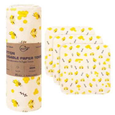 Imagem de Toalhas de papel reutilizáveis Poyday, rolo lavável, pacote com 25 uni