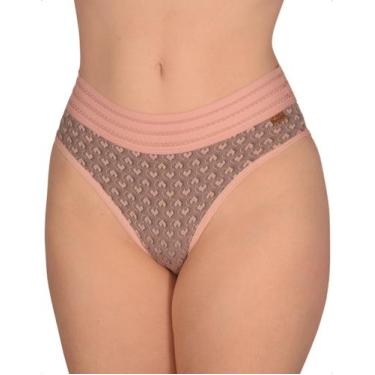 Imagem de Calcinha 3D Coração Conforto Cós Vazado Lingerie Feminina Cintura Alta