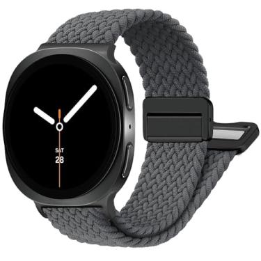 Imagem de BXUXOHS Pulseiras magnéticas de nylon para Samsung Galaxy Watch 8/Galaxy Watch 8 Classic; pulseira esportiva de tecido elástico trançado sem lacunas para Galaxy Watch 8/8 Classic de 40 mm, 44 mm, 46