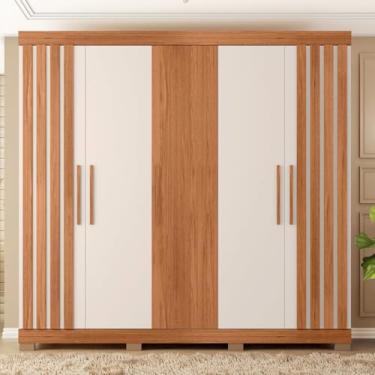 Imagem de Guarda Roupa Alana Casal com 5 Portas de bater 2 Gavetas MDP Freijo/OffWhite G11- Gran Belo